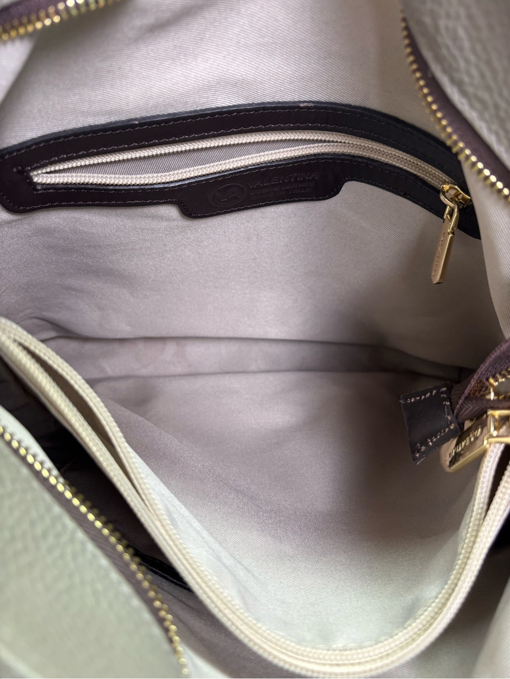 Valentina Gray Pebbled Leather Shoulder Bag with Black Strap - Picture 6 of 15